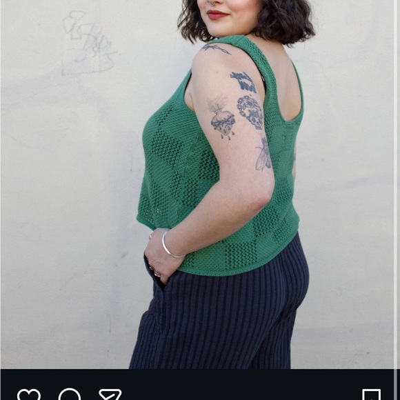 Curator Sf Green Crochet Zoe Tank Top M/L - Picture 2 of 5